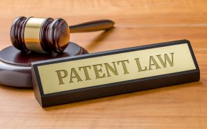 Picture of patent law sign next to gavel